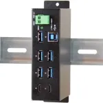 EXSYS EX-1197HMS 7-porti USB 3.1 Gen 1 t&ouml;&ouml;stuslik DIN-liistule kinnitatav jaotur alalispinge toitega