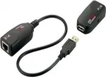 EXSYS EX-1441-2 Gigabit Etherneti pikendus koaksiaalkaabli kaudu komplekt, 1000 m ulatus, metallkorpus, must