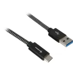 USB 3.2 Gen 2 kaabel, USB-A pistik > USB-C pistik (must/hall, 0,5 meetrit, varjestatud)