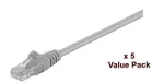 Microconnect V-UTP515VP Cat5e U/UTP v&otilde;rgukaabel 15 m, hall, 5-pakk