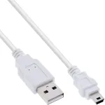 InLine USB 2.0 minikaabel, A-t&uuml;&uuml;pi isane / mini-B-pistik (5 kontakti), valge, 1 m