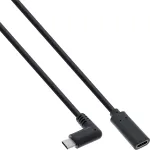 InLine USB 3.2 Gen.2x2 kaabel, USB-C pistik nurga all / pesa, must, 0,5 m (35786)