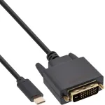 InLine USB-ekraanikaabel, USB-C isane / DVI isane (DP Alt Mode), must, 2m