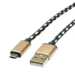 ROLINE 11.02.8819 USB-kaabel 0,8 m USB 2.0 USB C Micro-USB B Must - Kuldne (11.02.8819)