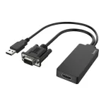 Hama 00200342 videokaabli adapter 0,15 m USB Type-A + VGA (D-Sub) HDMI Must