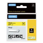 DYMO Rhino t&ouml;&ouml;stuslikud vin&uuml;&uuml;lsildid | 19 mm x 5,5 m | Must tr&uuml;kk kollasel | Isekleepuvad | Rhino ja LabelManager silditr&uuml;kkijatele