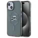 Karl Lagerfeld KLHMP15SHLSKCK Hardcase IML Metal Karl & Choupette Head MagSafe Apple iPhone 15 6,1 inch must