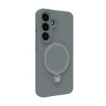 Evelatus Samsung Galaxy S25 Premium Magnetic with Stand Soft Touch Silicone Case Silver