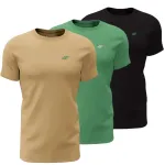 Meeste T-s&auml;rk 4F M4481 3-pakk beež, roheline, must 4FWSS26TTSHM4481 92S 5XL