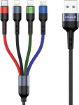 USAMS U26 SJ413USB01 (US-SJ413) 4-&uuml;hes nailonpunutud kaabel, 3 m, 2 A (2x Lightning/microUSB/USB-C)