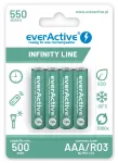 Laetavad AAA NiMH akud everActive EVHRL03-550 1,2 V 550 mAh 4 tk pakendis, silindrilised R03