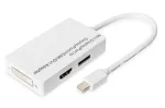 DIGITUS DB-340509-002-W Mini DisplayPort - DisplayPort/HDMI/DVI adapter, 1080p/60 Hz, 0,2 m, valge