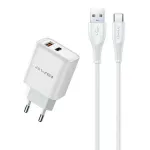 Awei v&otilde;rgulaadija PD81T-EU 22.5W, USB-kaabli ja USB-C-ga, valge, GaN