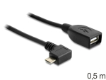 USB-kaabel Micro-USB B USB A DeLOCK 83271 0,5 m Must