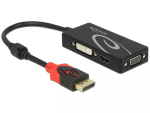 Delock 62902 DisplayPort 1.2 VGA / HDMI / DVI adapter, 4K, passiivne, must