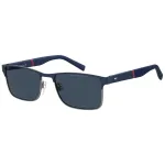 TOMMY HILFIGER TH-2040-S-KU0 Meeste ristk&uuml;likukujulised p&auml;ikeseprillid Havana atsetaatraamiga, hallid pol&uuml;karbonaat l&auml;&auml;tsed UV400