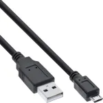 InLine Micro USB 2.0 kaabel USB t&uuml;&uuml;p A-pistik / Micro-B-pistik, must, 1,5 m