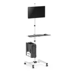 Maclean MC-793 W professionaalne mobiilne arvutit&ouml;&ouml;koha k&auml;ru ratastel, monitoridele 17-32", max 20 kg, valge