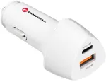 Forcell Carbon CC50-1A1C 38W USB-C PD + USB-A QC 3.0 autolaadija - valge