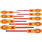 NEO TOOLS 9-osaline 1000V isoleeritud kruvikeerajate komplekt koos pingetestriga