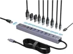 Renkforce RF-7465830 Sisemine USB-C 10-pordiline USB 3.0 jaotur, 5 Gbit/s, SATA toitega, hall