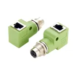 EXSYS EX-49543 M12 X-kodeeritud 8-kontaktiline emane - RJ45 emane 90&deg; adapter, 10GbE, IP67