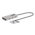 StarTech.com USB-C multipordiadapter koos &uuml;hendatud USB-C&ndash;USB-A adapteriga, kaks HDMI-d (4K30Hz/1080p60Hz), 3x USB-A 5Gbps, mini-reisidokk, s&uuml;learvuti dokkimisjaam, 1,3 jala/40 cm kaabel