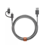 USB 2.0 andmekaabel Native Union BELT-ULC-ZEB-NP 2 m USB A to USB‑C / Micro‑USB B / Lightning Must Valge