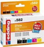 Edding Tintenpatrone ersetzt Epson 33XL/T3351/T3361/T3362/T3363/T3364 Kompatibel Kombi-Pack Schwarz, Photo Schwarz, Cyan, Magenta, Gelb EDD-582 18-582