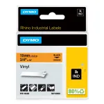 DYMO Rhino t&ouml;&ouml;stuslikud vin&uuml;&uuml;lsildid | 19 mm x 5,5 m | Must tr&uuml;kk oranžil | Isekleepuvad | Rhino ja LabelManager siltide valmistajatele