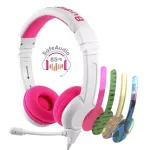 BuddyPhones School+ juhtmega peakomplekt peapaelaga k&otilde;nedeks ja muusikaks, 20&ndash;20000 Hz, 1,4 m kaabel, roosa/valge