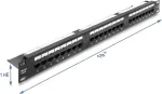 Delock 19 inch 1U Patch Panel 24 Port Cat.6 with LED and Strain Relief Bar Unshielded Black (91087)
