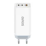 SAVIO LA-07 GaN 65W seinadapter, USB, QC4.0+, PD 3.0, Valge