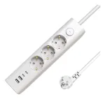 MicroConnect MC-GRU00315WS-USB 3-pesaline Schuko pikendusjuhe USB-ga, sisse/v&auml;lja l&uuml;litiga, 1,5 m, valge