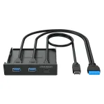 Graugear G-MP01 multifunktsionaalne esipaneel 3-pordilise USB-jaoturiga, 1x USB-C 3.2 Gen2 + 2x USB-A 3.0, must