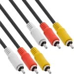 InLine AV-kaabel 3x RCA isane/isane 0,5 m, 3 x RCA, 0,5 m, Must