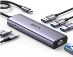 Ugreen 15598 USB 3.2 Gen 1 USB-C jaotur HDMI RJ-45 USB 3.0 H&otilde;bedane
