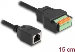 DeLOCK RJ45-kaabel Cat.5e pistikupesa klemmiploki adapterile 15 cm Must