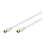 Wentronic Goobay SAT-&uuml;henduskaabel, 100% varjestatud, kullatud, valge, 5 m - F-pistik F-pistik (67293)