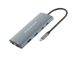 Conceptronic DONN06G 10-in-1 USB 3.2 Gen 1 dokkimisjaam, HDMI, 100 W USB PD, USB-C 5 Gbit/s x 2, USB-A 5 Gbit/s x 3, SD, TF/MicroSD, GbE