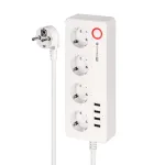 Kruger&Matz Connect P6 nutikas toiteplokk 4 Schuko pistikupesa ja 4 USB-porti, Tuya Wi-Fi, valge