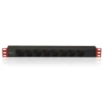 Techly Multi-Pistikupesa 8 Pistikupesa Racki jaoks 19 tolli C14 Pistmik 1 HE Must Punane
