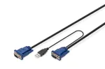 DIGITUS Octopus - klaviatuuri-/video-/hiire (KVM) kaabel - HD-15 (M) - USB Type A, 4-pin, PS/2, 6-pin (M) - 5,0 m - must (DS-19233)