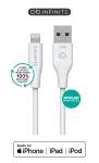 eSTUFF ES601270 INFINITE USB-A&ndash;Lightning kaabel, MFi, 2 m, valge, 100% ringlussev&otilde;etud plast
