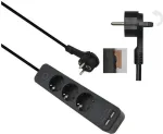 Pistikupesadega pikendusjuhe helos ADVANCED 5 pistikupesaga, USB-laadijaga, must, 1,5 m kaabel