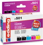 edding printerikassetid EDD-501 2x must, ts&uuml;aan, magenta, kollane &uuml;hilduv Canon PGI-525 BK,