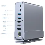 Gembird 15-in-1 USB USB-C multipordiadapter A-CF-COMBO15-01 &mdash; USB 3.2 Gen 2, 4&times; USB-C, 2&times; HDMI, DisplayPort, PD 3.0, SD-kaardilugeja, Gigabit LAN, 3,5 mm heli, hall
