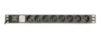 Toitejaotusseade GEMBIRD EG-PDU-014-C14, 8 vahelduvvoolu pistikupesa, C14 sisend, 3 m kaabel, 1U, 3680 W, 10 A, alumiinium, must