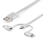 StarTech.com 1 m (3 jalga) USB mitmeotstarbeline laadimiskaabel &ndash; USB&ndash;Micro-USB v&otilde;i USB-C v&otilde;i Lightning iPhone'ile / iPadile / iPodile / Androidile &ndash; Apple MFi sertifitseeritud &ndash; 3-in-1 USB laadija &ndash; punutud