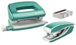 Leitz klammerdaja ja auguraua komplekt Mini WOW, 10 lehte, sinine, metallik, p&auml;rl, P2, metall, plast, 80 g/m&sup2;, 3,5 cm